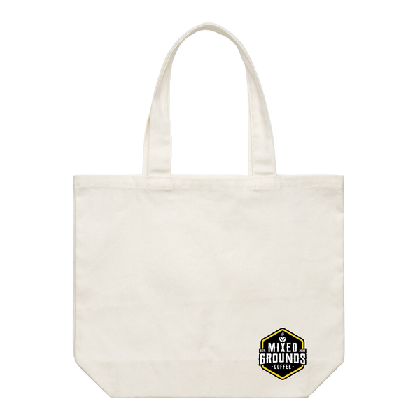 Mixed Grounds Shoulder Tote in white